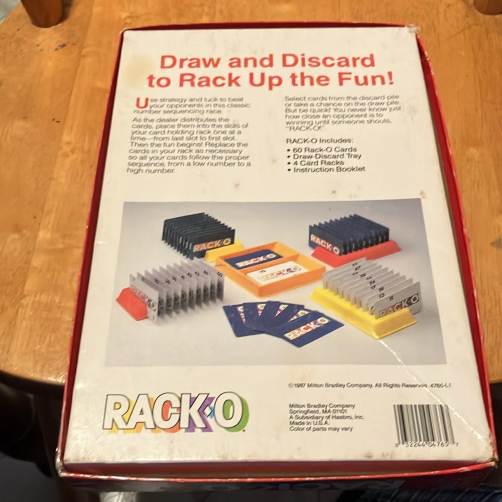 Like new.  Older 1988 Milton Bradley Rack-o card game.  All pieces intact, box - Picture 8 of 11
